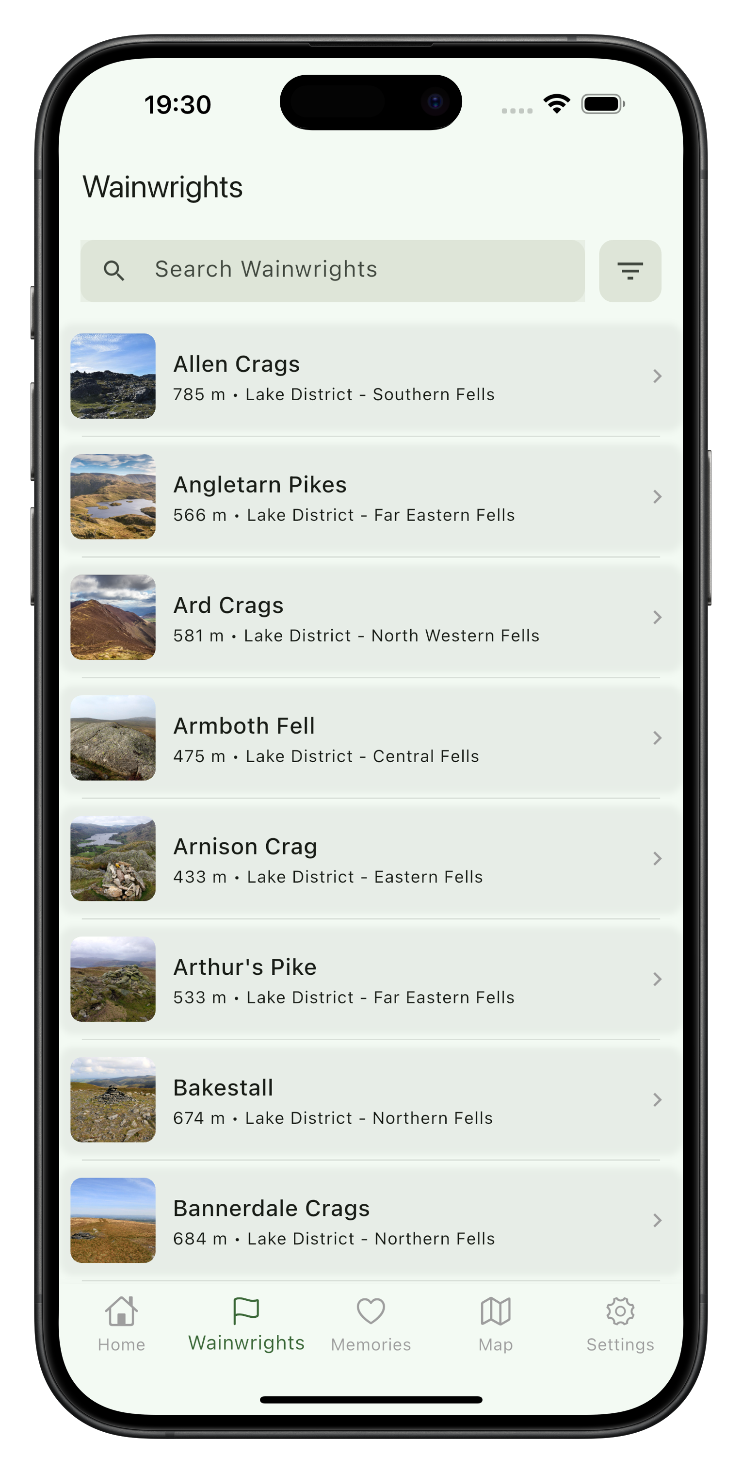 Wainwright List View